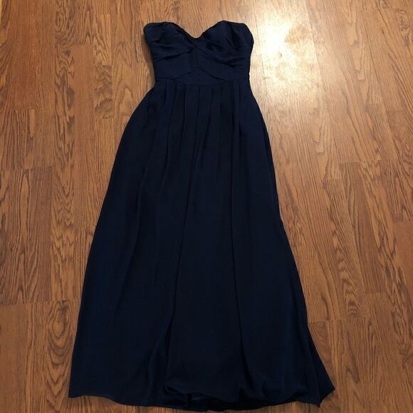 Hayley Paige Occasions Navy Strapless A-Line Gown - Picture 3 of 7